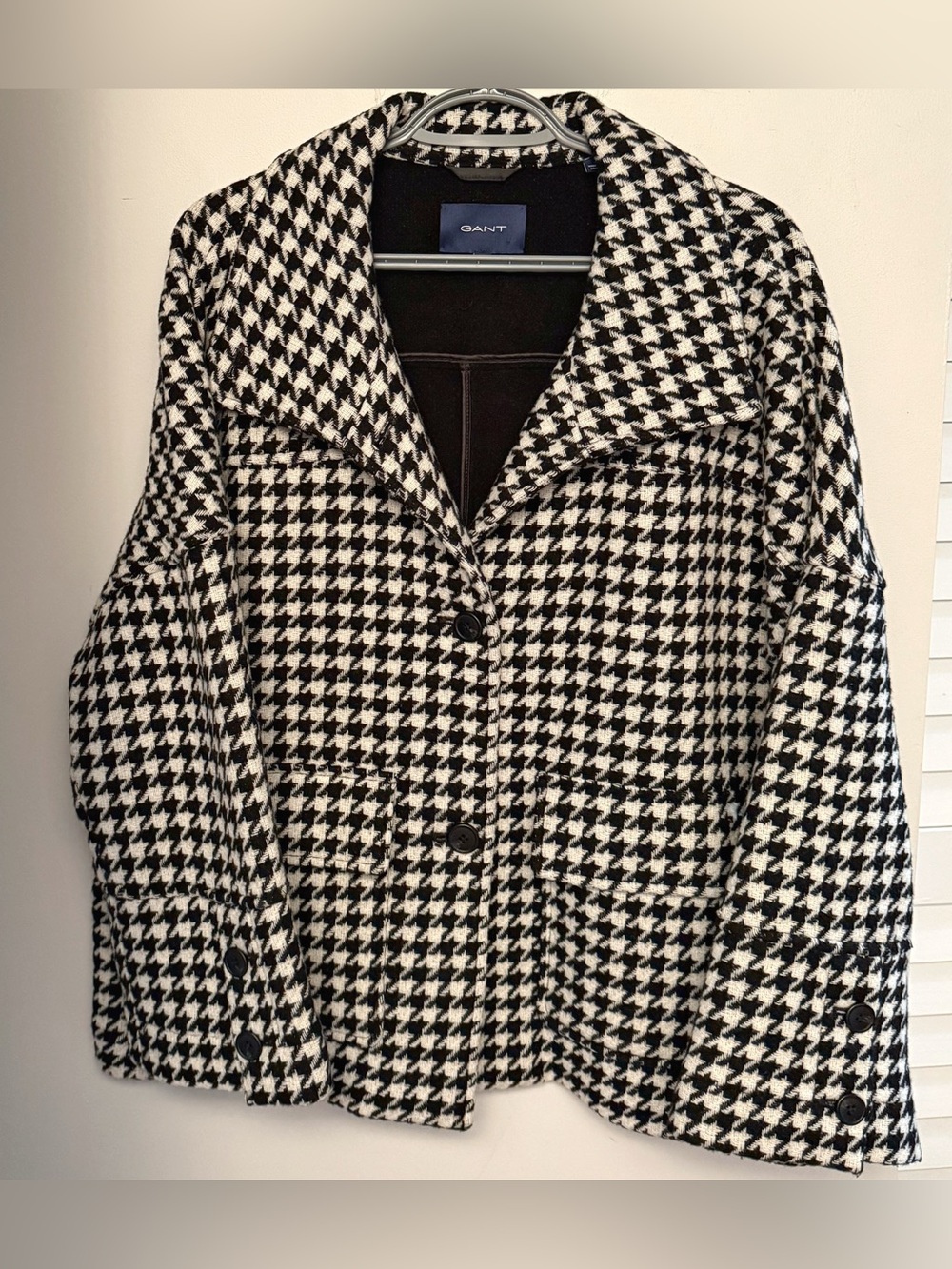 Gant Wool Houndstooth Cropped Jacket L